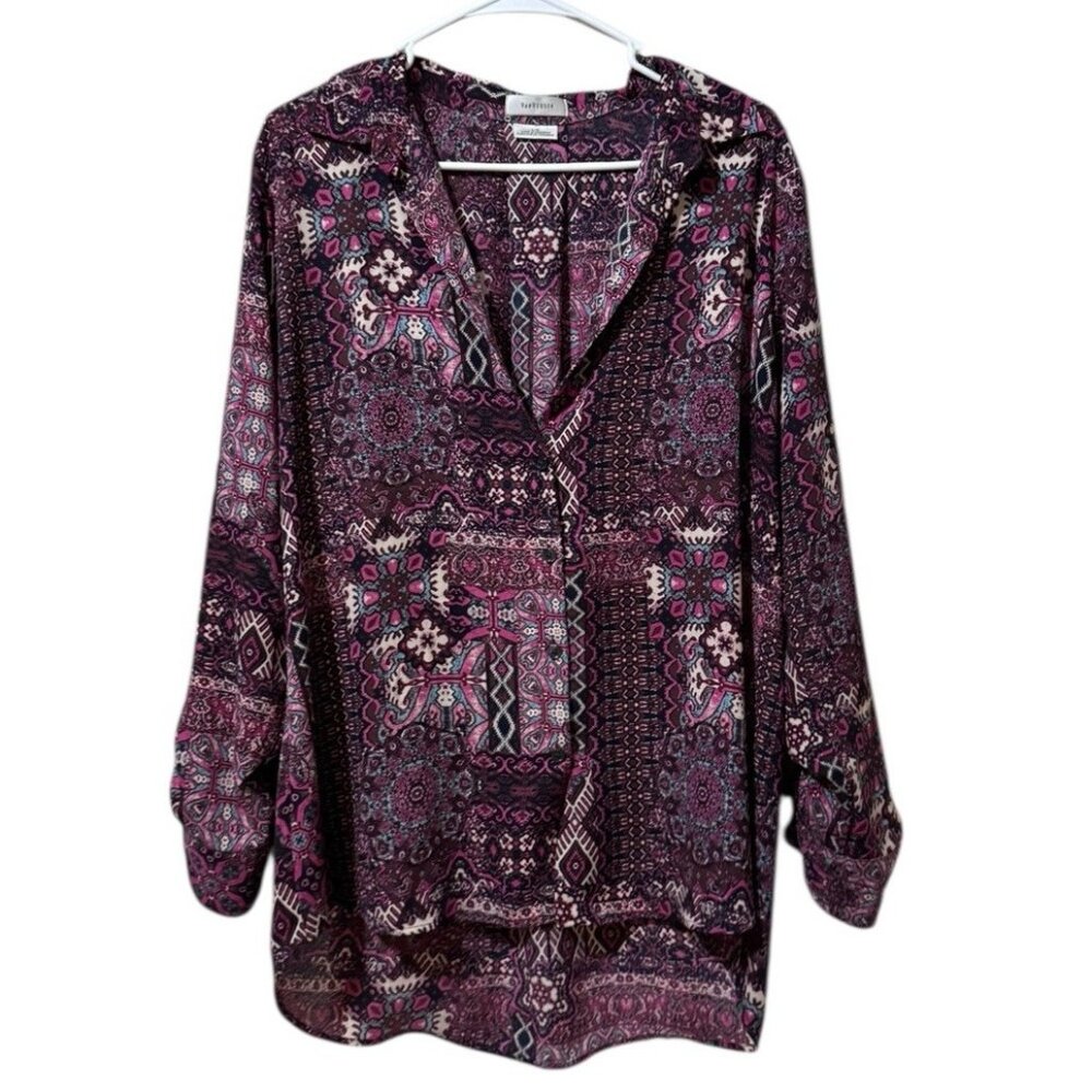 Van Heusen Multicolor Paisley Print Blouse - Plum, Pink, Cream